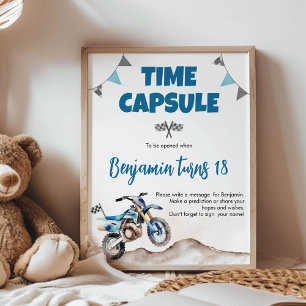 Poster Placa de Cápsula do Tempo de Aniversário do Menino