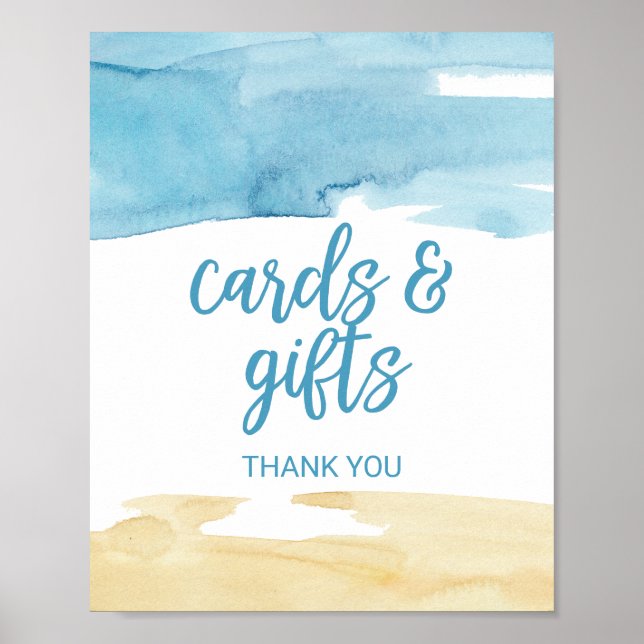 Póster Placa de Cartões e Presentes de Areia e Mar com Aq (Frente)