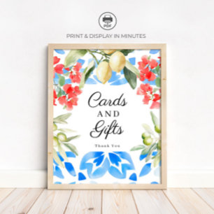 Poster Placa de cartões e presentes de azulejo limão medi