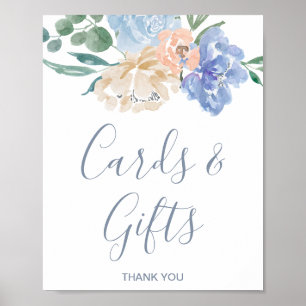 Poster Placa de Cartões e Presentes de Casamento com Flor