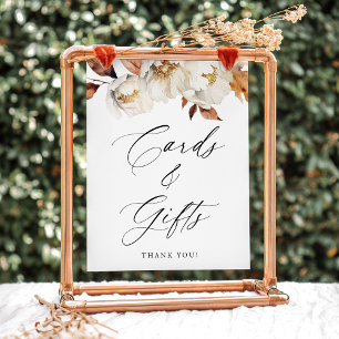 Poster Placa de Cartões e Presentes de Casamento Floral d