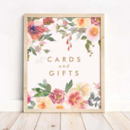 Poster Placa de Cartões e Presentes de Noiva em Floral Ro