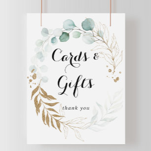 Poster Placa de cartões e presentes florais de eucalipto 