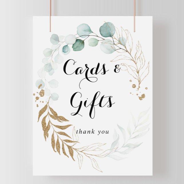Poster Placa de cartões e presentes florais de eucalipto  (Criador carregado)