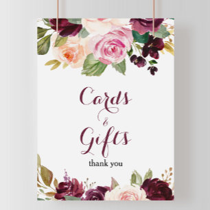 Poster Placa de cartões e presentes florais em verde e bu