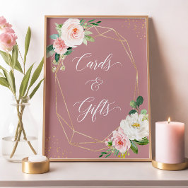 Poster Placa de Cartões e Presentes Florais Rosa Empoeira