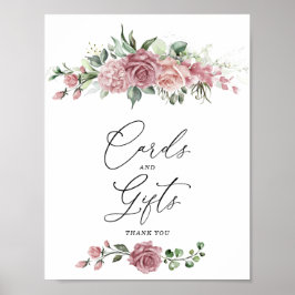 Poster Placa de Cartões e Presentes Florais Rosa Empoeira