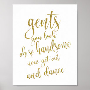 Póster Placa de Casamento 8x10 Banheiro Masculino Glitter