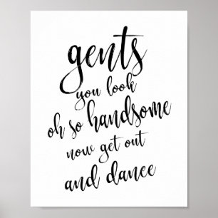 Póster Placa de Casamento 8x10 Preto e Branco para Banhei