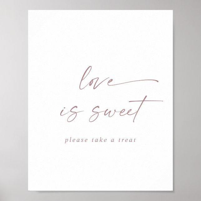 Poster Placa de casamento Amor é Doce em letra cursiva do (Frente)