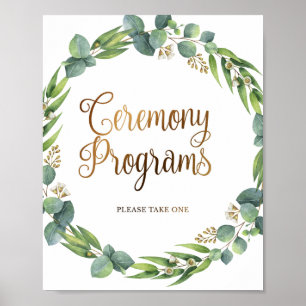 Poster Placa de casamento com eucalipto para programas de