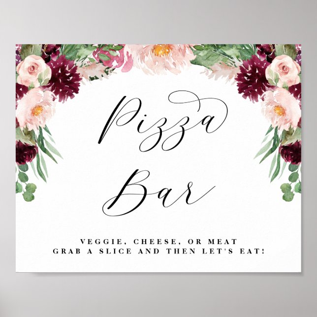 Poster Placa de Casamento com Roteiro do Buffet de Pizza  (Frente)
