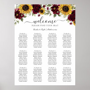 Poster Placa de Casamento de Casamento de Girassóis