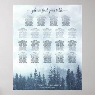 Poster Placa de Casamento de Casamento de Mesa Pine 19 Bl