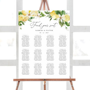 Poster Placa de Casamento de Casamento de Mesas Lemon Cit