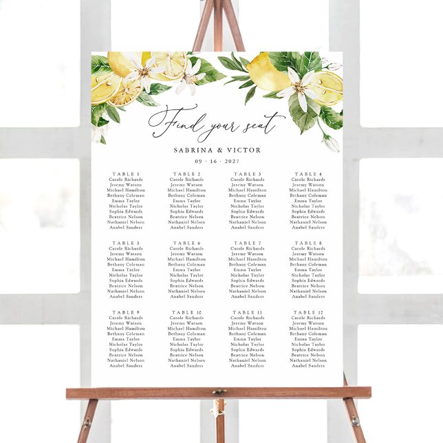 Poster Placa de Casamento de Casamento de Mesas Lemon Cit (Criador carregado)