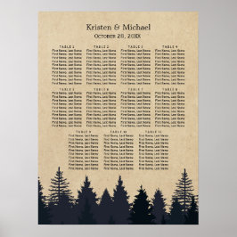 Póster Placa de Casamento de Casamentos Kraft Pine Treine