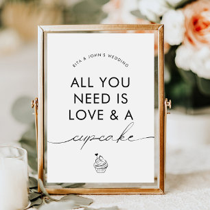 Poster Placa de casamento de cupcake de sobremesa moderna