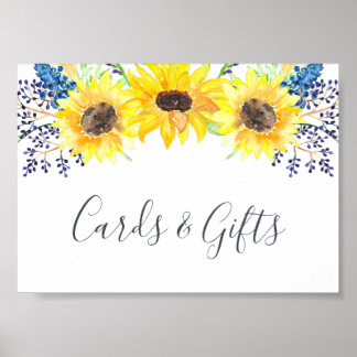 Poster Placa de Casamento de Flores e Sinal de Presente