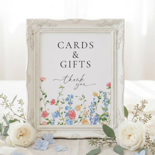 Poster Placa de Casamento de Flores Silvestres para Cartõ