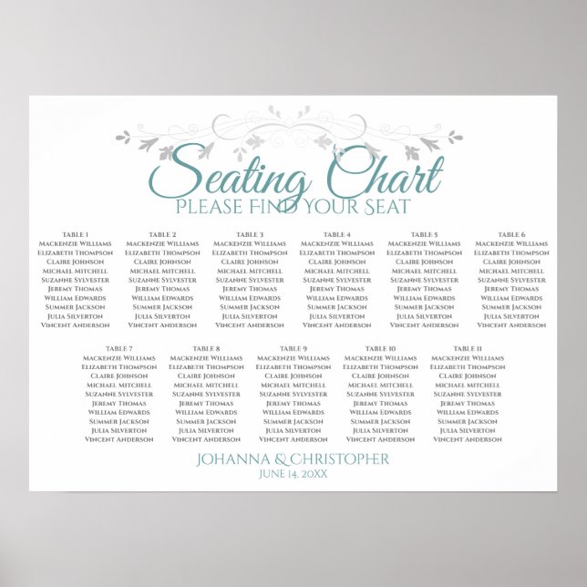 Poster Placa de Casamento de Mesas 11 (Frente)