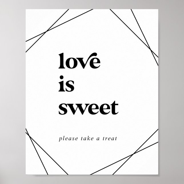 Poster Placa de casamento doce amor geométrico moderno (Frente)