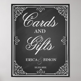Póster Placa de casamento e mesa de presentes