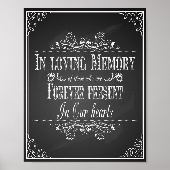 Poster Placa de casamento Em Memória Carinhosa quadro-neg (Frente)