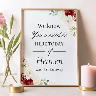Poster Placa de Casamento em Memória de Amor Floral Verme