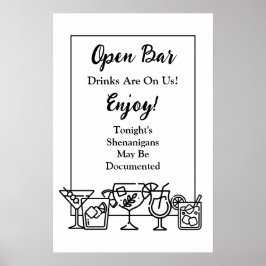 Poster Placa de casamento engraçada com bar aberto