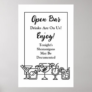 Poster Placa de casamento engraçada com bar aberto