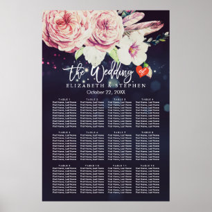Póster Placa De Casamento Luzes De Púrpura Da Febre Flora