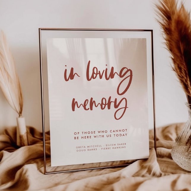 Poster Placa de casamento moderna rosa neve em memória am (Criador carregado)