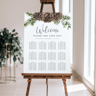 Poster Placa de Casamento no inverno do Cone de Pinho Rus