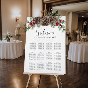 Poster Placa de Casamento no inverno do Pine de Aquarela