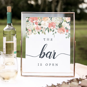 Poster Placa de Casamento "O Bar está Aberto"