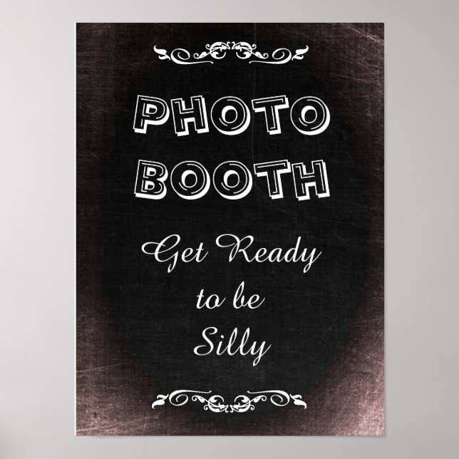 Póster Placa de Casamento para Cabine de Fotos, estilo qu (Frente)