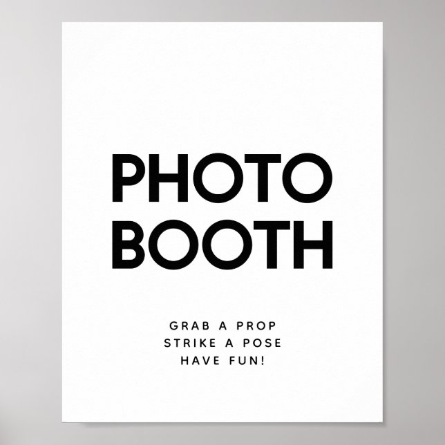Poster Placa de casamento para cabine de fotos preto e br (Frente)