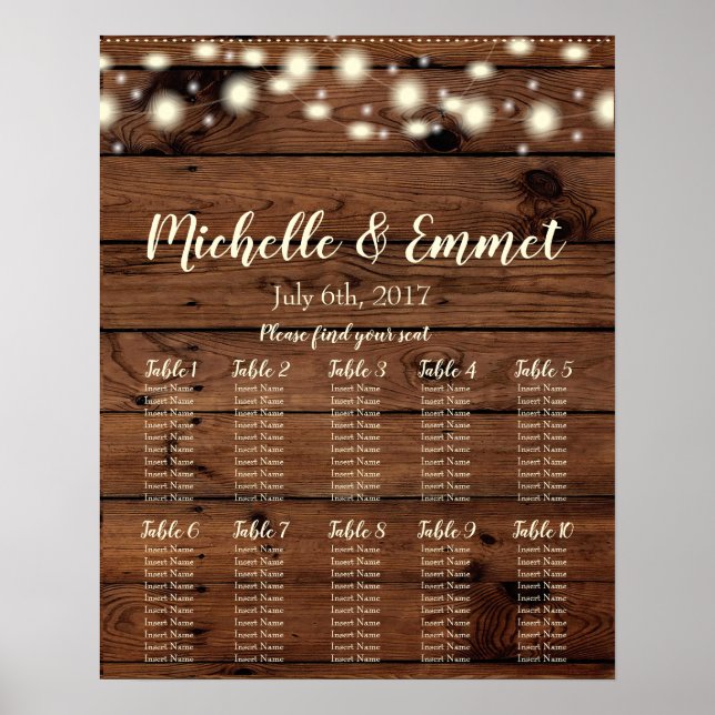 Poster Placa de Casamento Russo, Rustic, Wood, Seat (Frente)