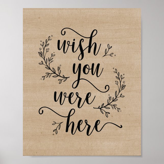 Poster Placa de casamento Rustic Vines Desejamos que esti (Frente)