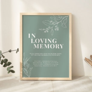 Poster Placa de casamento Sage Green In Loving Memory