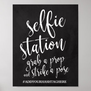 Póster Placa de Casamento Selfie Station Chalkboard 8x10