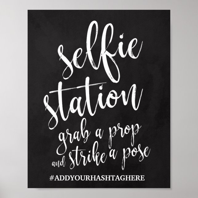 Póster Placa de Casamento Selfie Station Chalkboard 8x10 (Frente)