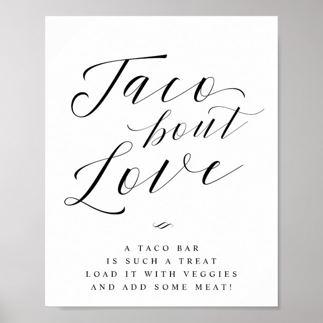 Poster Placa de Casamento Taco Bar - Fala de Amor (Frente)
