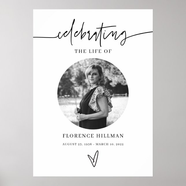 Poster Placa de Celebração de Vida e Funeral Memorial Mín (Frente)