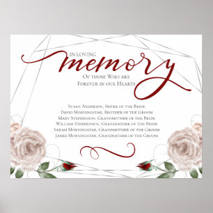 Poster Placa de Cerimônia de Casamento em Memória de um E