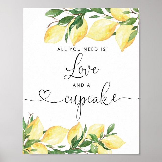 Poster Placa de Chá de Noiva com Tema de Amor de Limão e  (Frente)