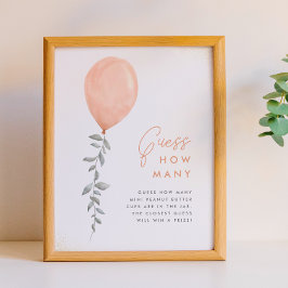 Poster Placa de Chuveiro de Bebê Balão Verde com Quantos 