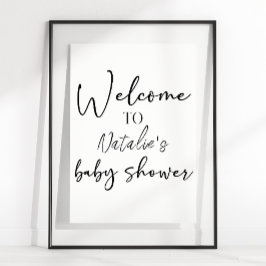 Poster Placa de Chuveiro de Letra Simples Moderna Preta