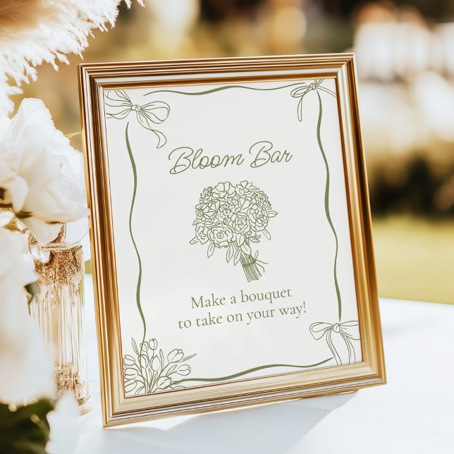 Poster Placa de Chuveiro de Noiva Bouquet Bloom Bar (Criador carregado)